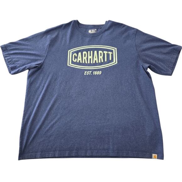 Carhartt Men's Loose Fit Heavyweight Short Sleeve Logo T-Shirt Blue Size 2X - Picture 1 of 6